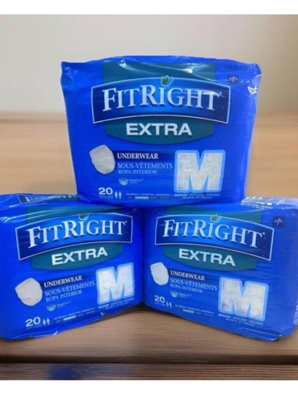 Medline FitRight Extra Adult Underwear Briefs - Blue - Medium 3 pack 60 total